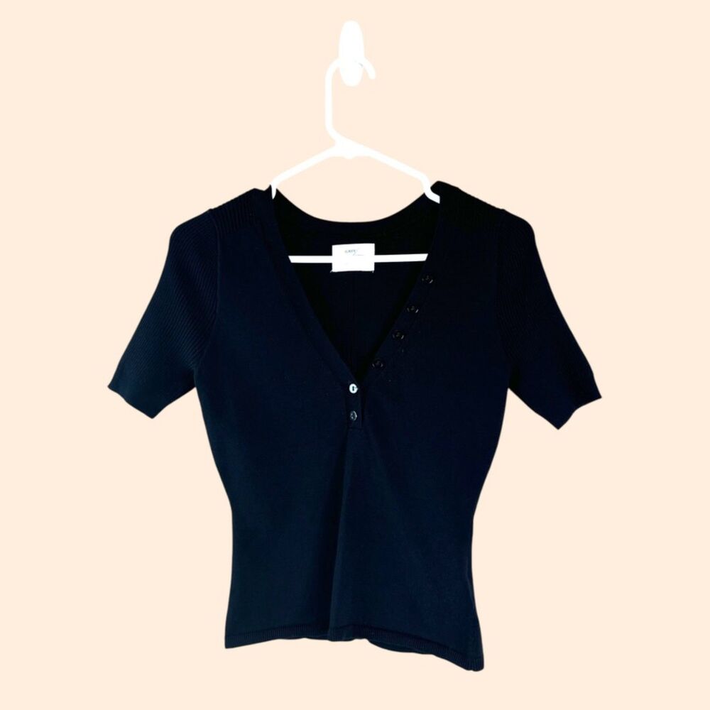 Grey Ven Graham Black Ribbed Top